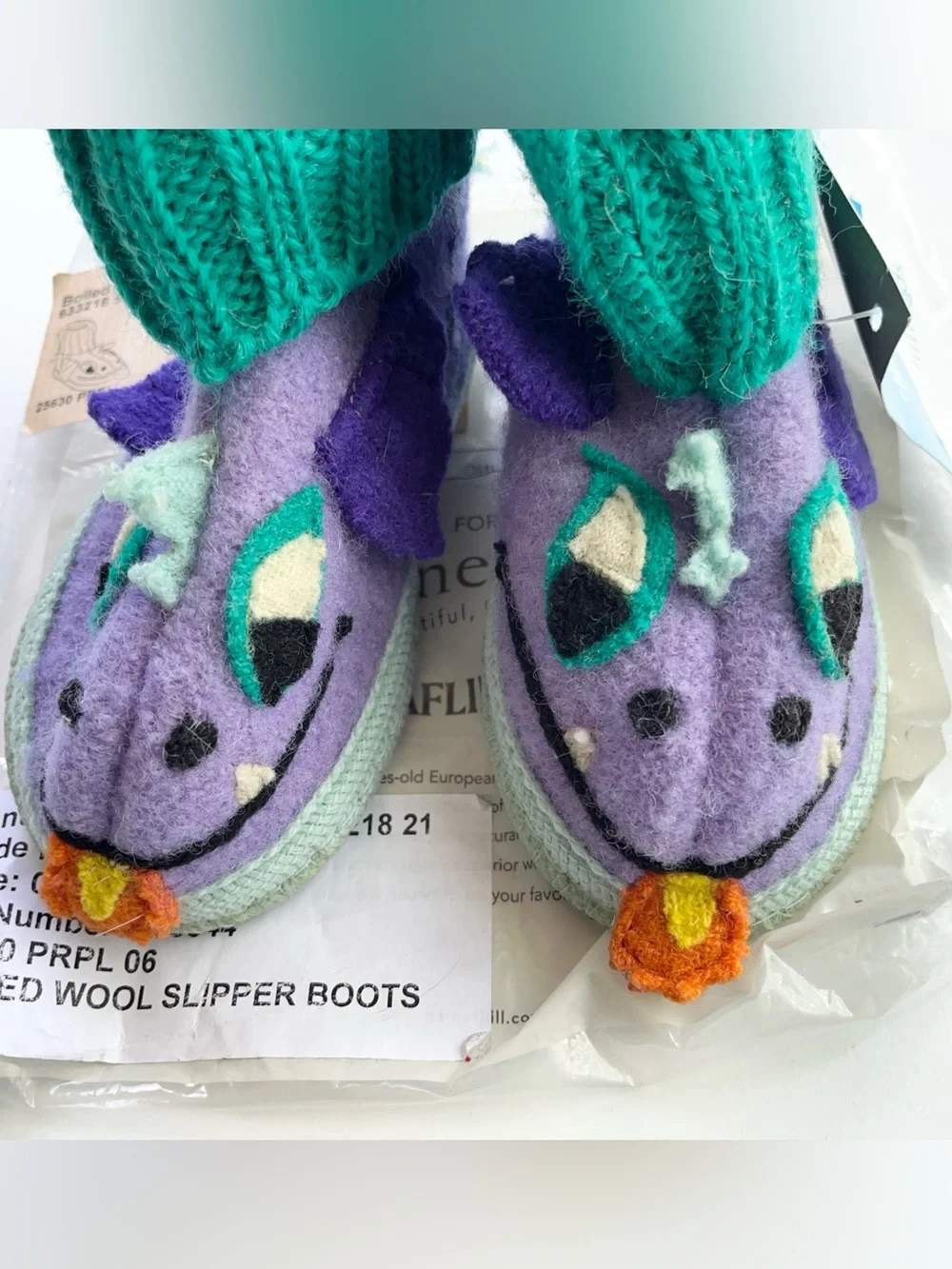Purple Dragon Slippers Size 6 Garnet Hill by Haflinger Kids Boiled Wool